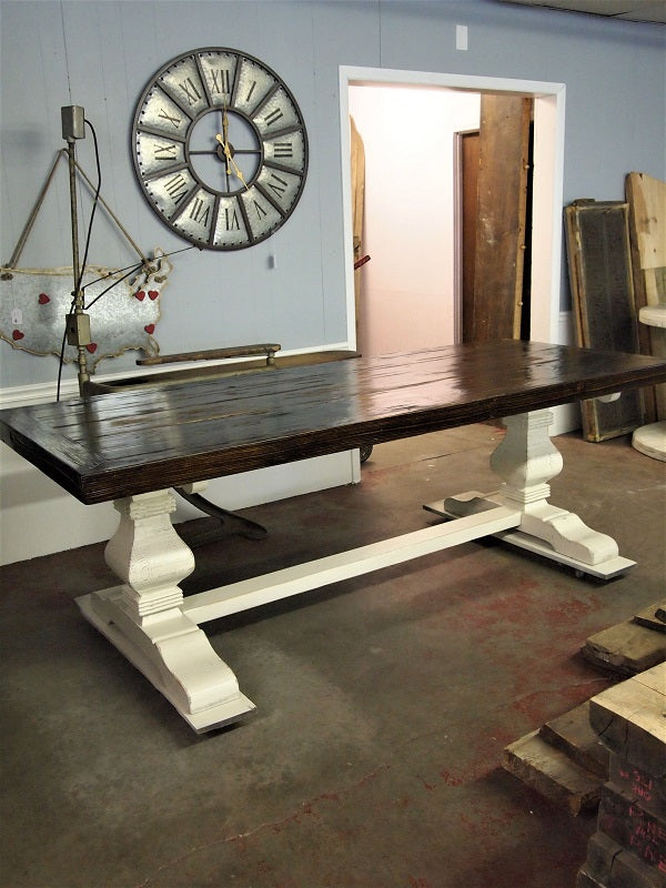 Before And After Dark Walnut Table With Distressed Base