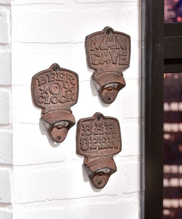 Cast Iron Wall Mount Bottle Opener, 3 Asst.