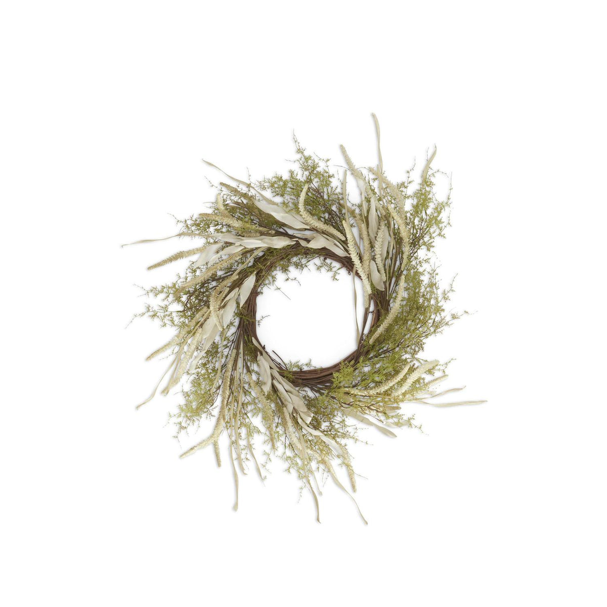 14 Inch Green Asparagus Foliage w/Berry Spikes & Eva Candle Ring (4.5