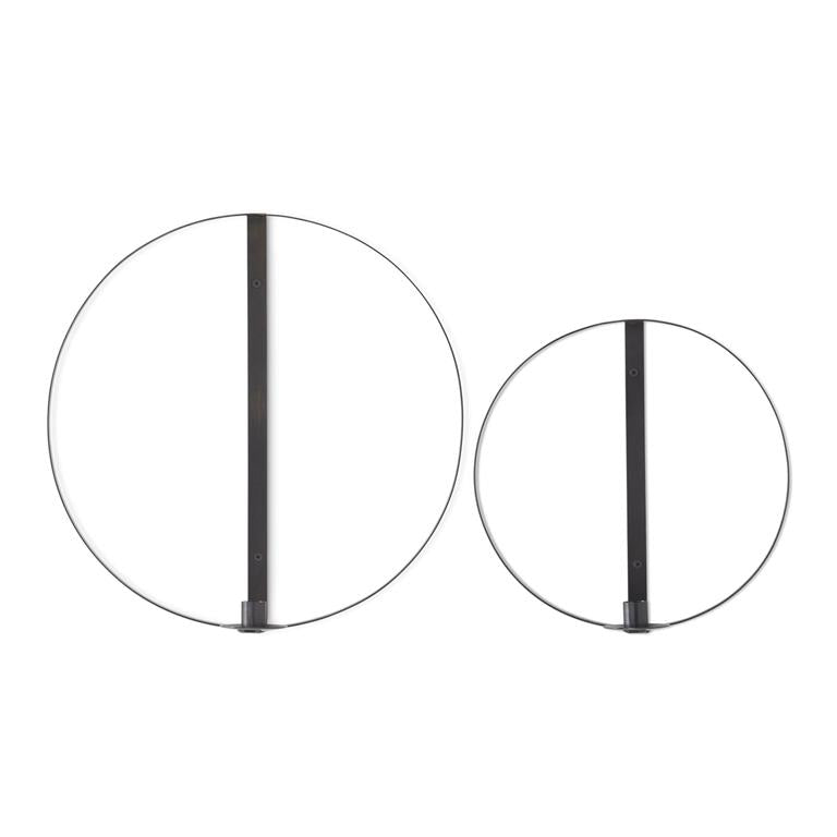 Circular Black Metal Wall Mount Taper Candle Holders