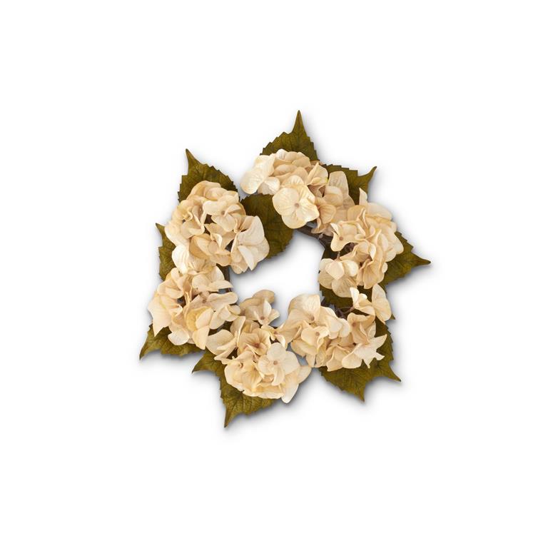 13.5 Inch Burnt Cream Hydrangea Candle Ring