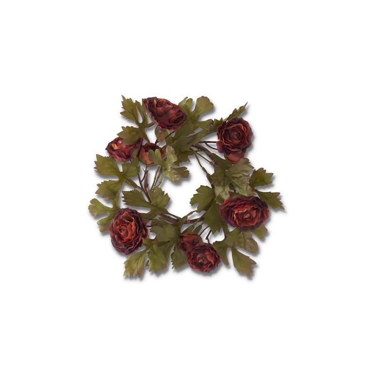 10.5 Inch Burgundy Ranunculus Candle Ring