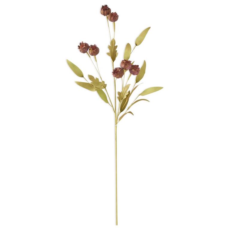 30 Inch Brown Burgundy Pod Spray w/Eva Leaves
