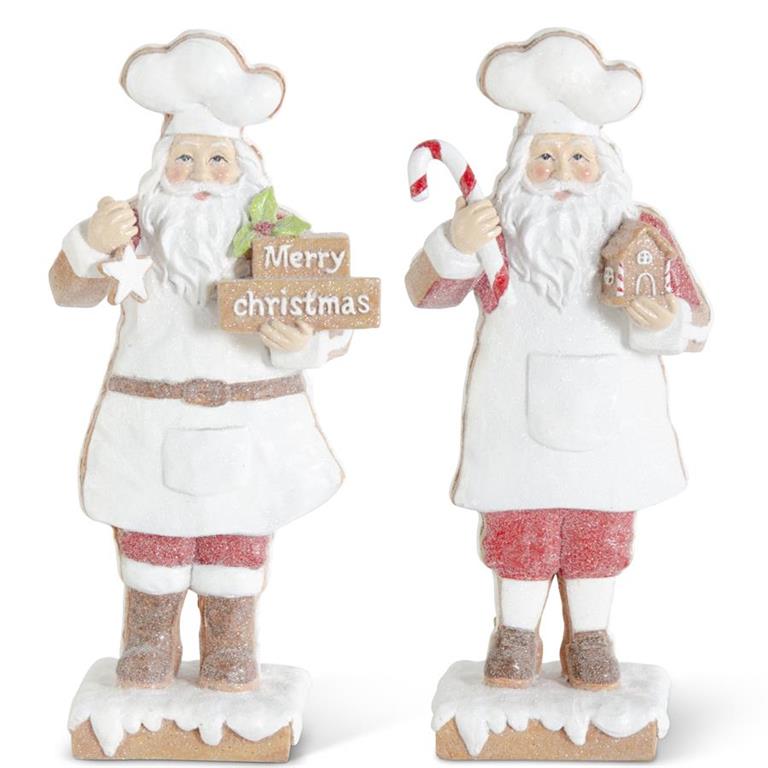 Sugared Chef Santas Holding Gingerbread