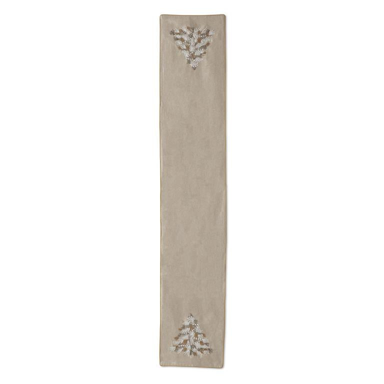 70 Inch Cotton Beaded Christmas Tree Table Runner