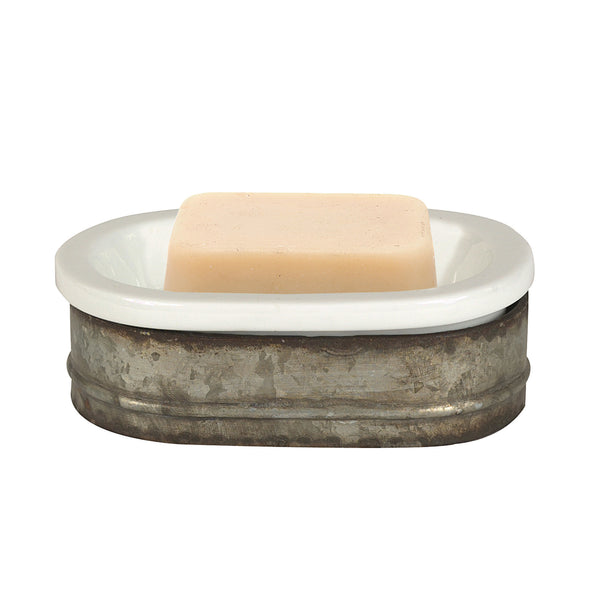 Galvanized Metal Stoneware Soap Dish