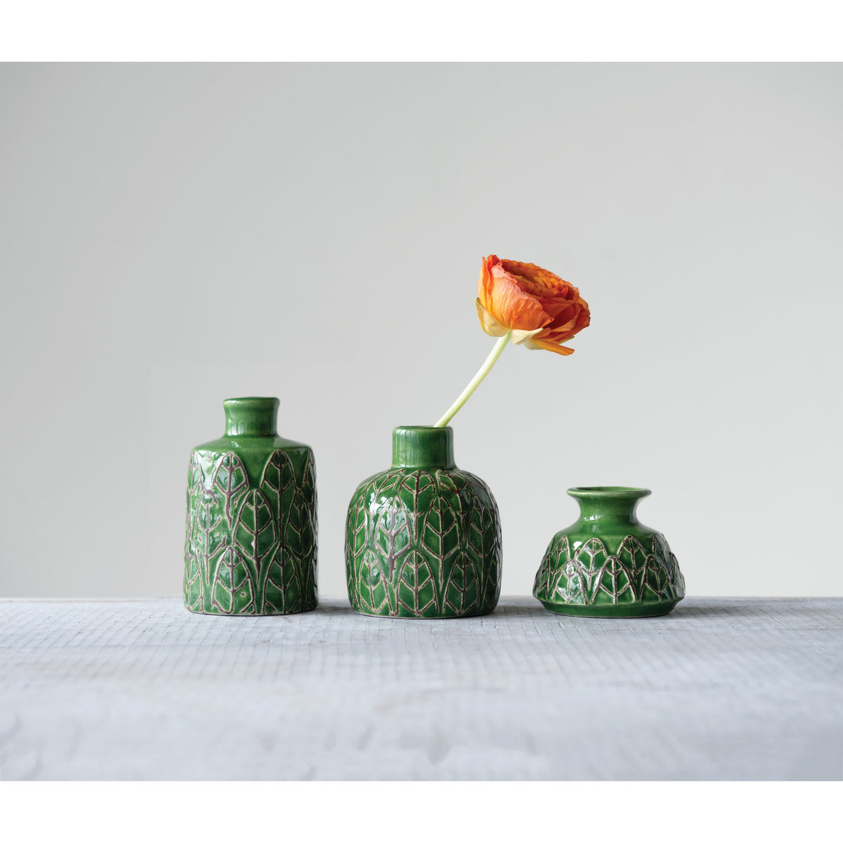 Embossed Stoneware Vase