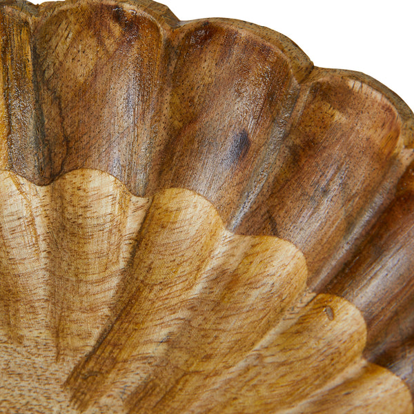 Mango Wood Scalloped Bowl, Natural