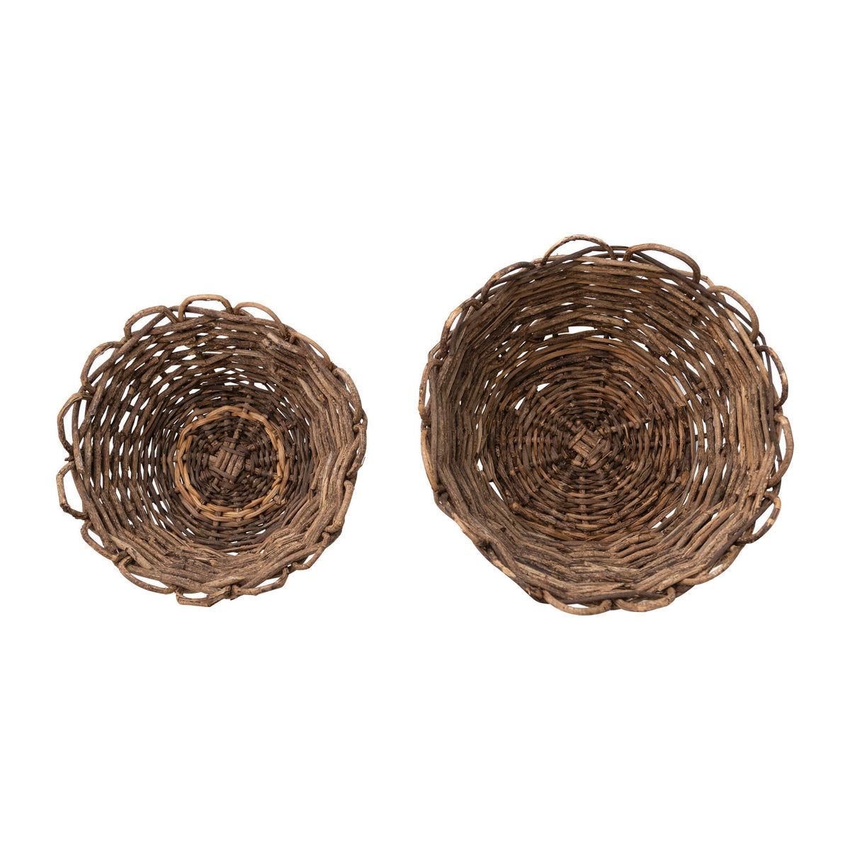 Woven Vine Baskets with Scalloped Edge