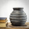 8.25" BLK TERRACOTTA STRIPE VASE