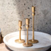 GOLD IRON BALL CANDLE STANDS