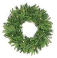 LIT VERMONT SPRUCE WREATH, 24", 182 TIP, 50 LED. BATTERY OPERATED TIMER