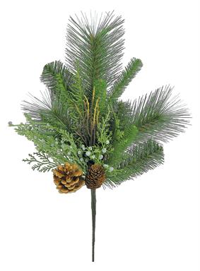 CEDAR, PINE & CONE SPRAY, 19", GREEN