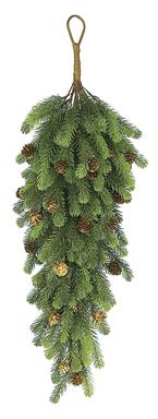 SOFT-TOUCH NOBLE PINE DOOR SWAG WITH CONES, 30", FLAT BACK