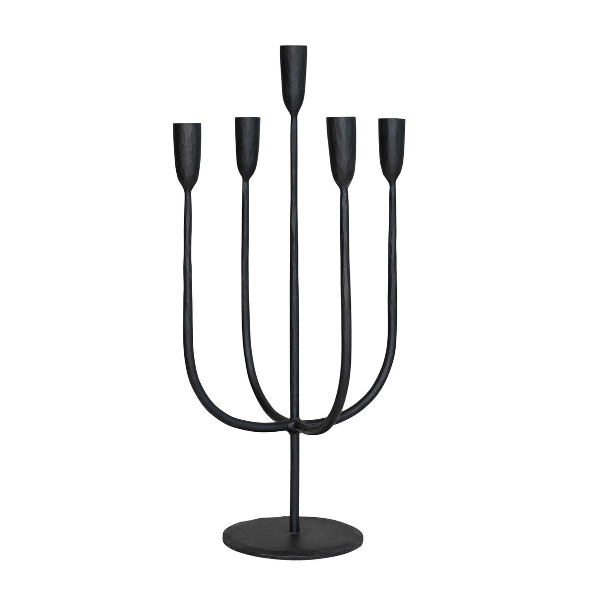 Hand-Forged Metal Candelabra, Black (Holds 5 Tapers)