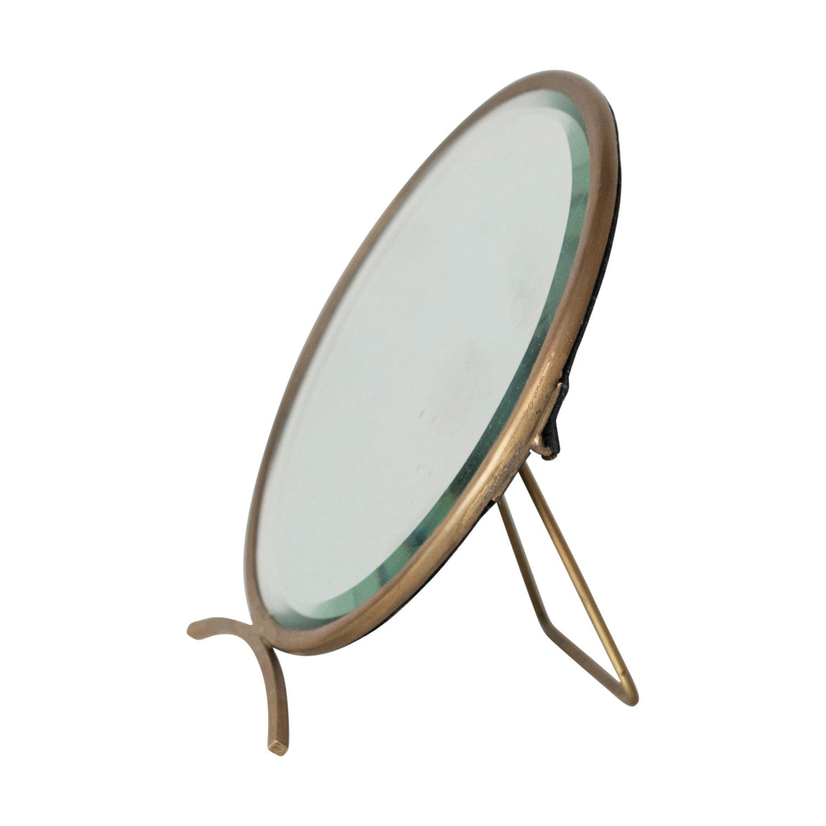 Folding Brass Mirror, Antique Finish