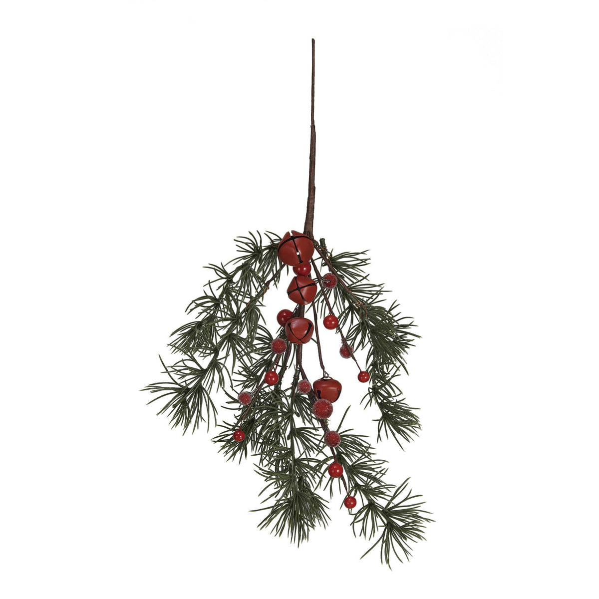 Faux Berry Pick w/ Jingle Bells, Red & Green