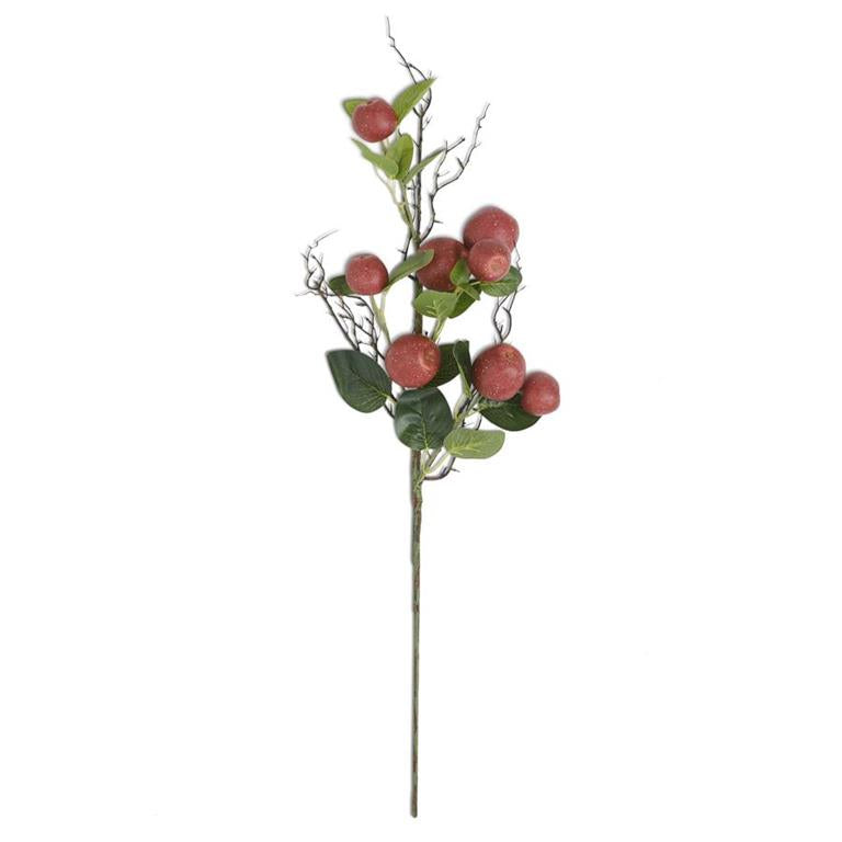 31 Inch Red Apple and Twig w/Foliage Stem