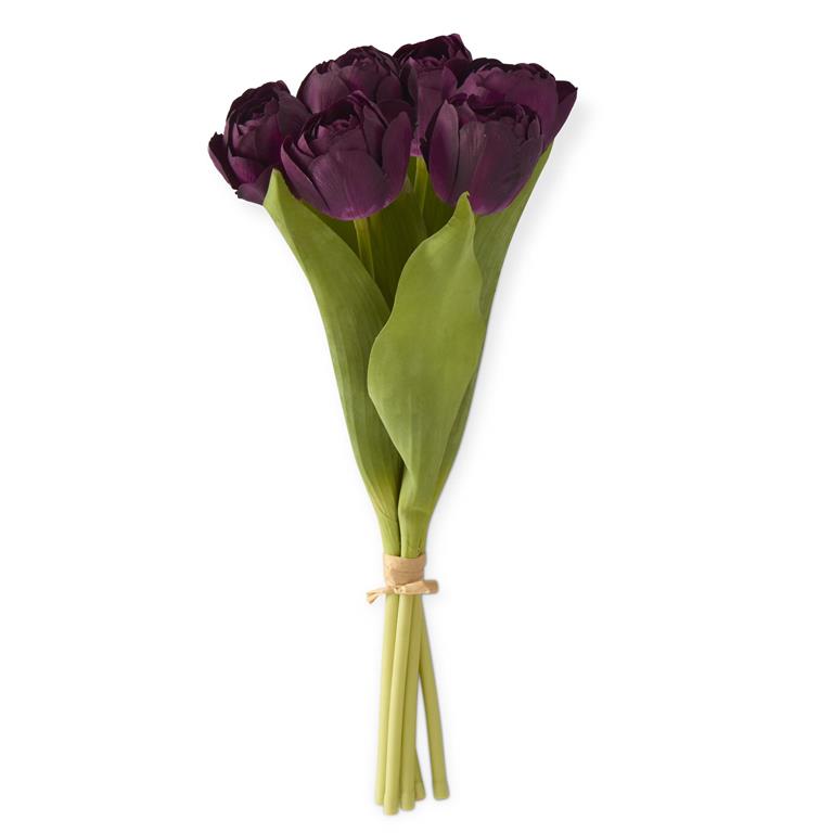 13 Inch Dark Purple Real Touch Tulip Bundle