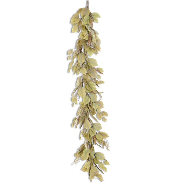 60 Inch Green Birch Leaves Garland w/Eva Leaves