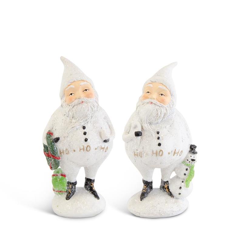 Glittered White Resin Santas