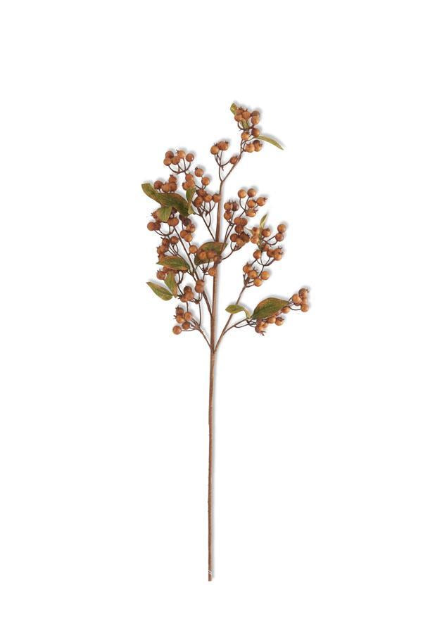 27 INCH BROWN BERRY SPRAY W/GREEN LEAVES