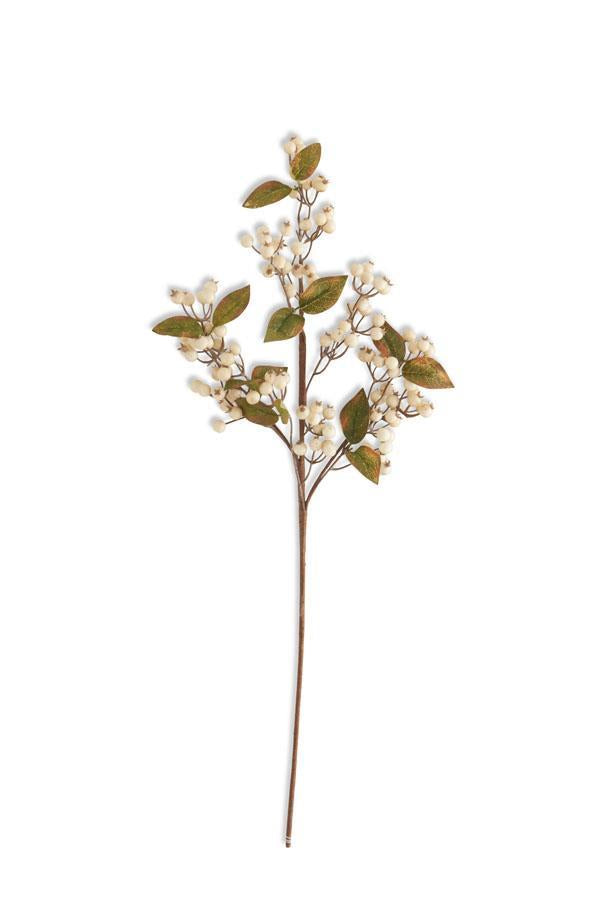27 INCH CREAM BERRY SPRAY W/GREEN LEAVES