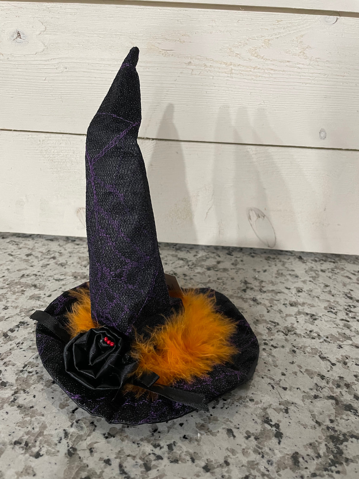 Fabric witch hat wine bottle topper
