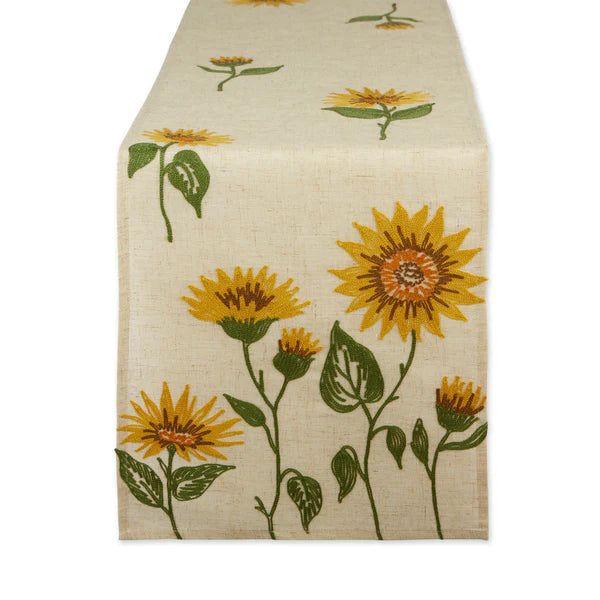 Sunflowers Embroidered Table Runner - 14 X 70