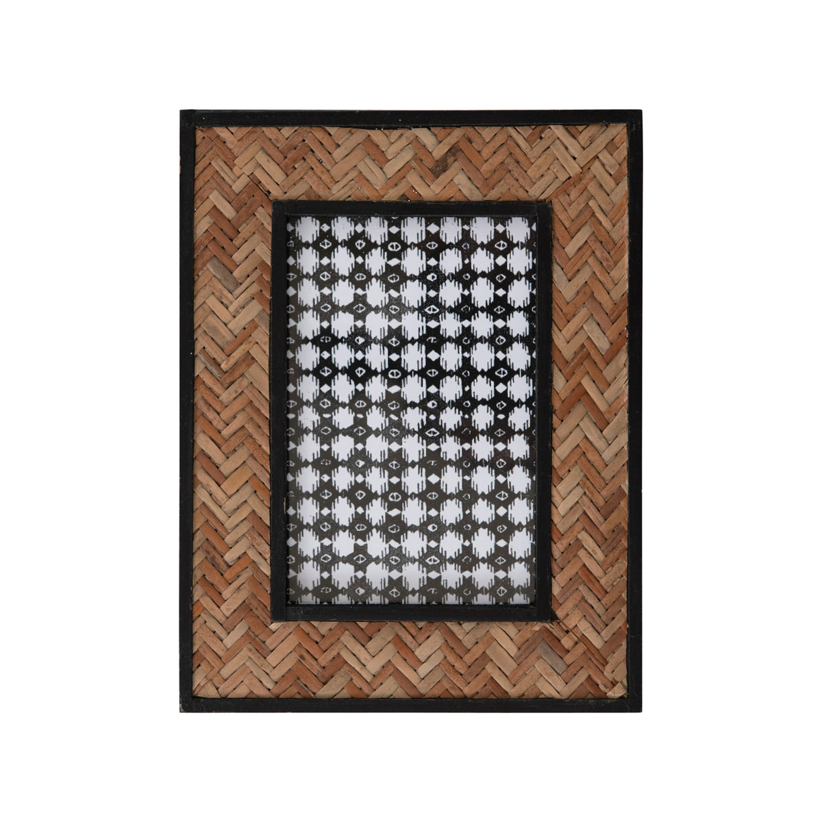 Bamboo Photo Frame with Herringbone Pattern