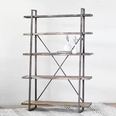 5 TIER WOOD TIN FLOOR SHELF