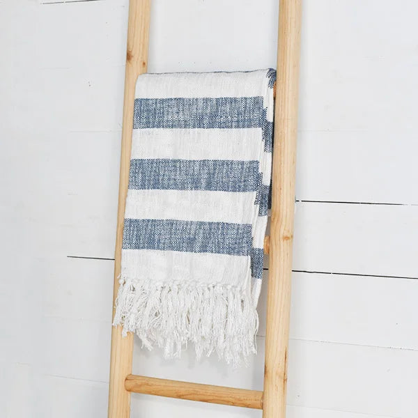 50" X 60" BLUE/WHT STRIPE THROW